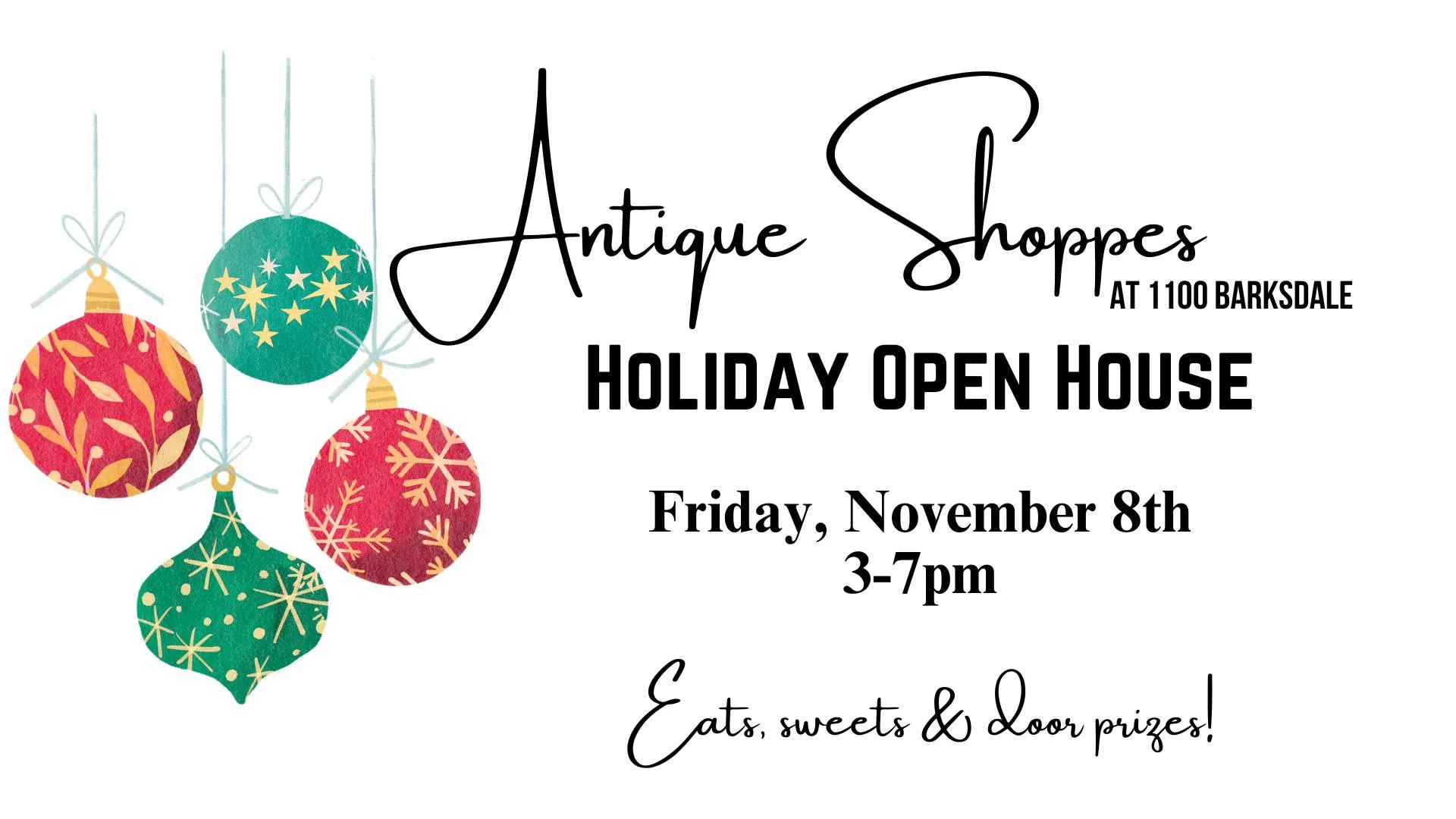 ¡Celebra la Temporada Navideña en la Holiday Open House de Antique Shoppes!