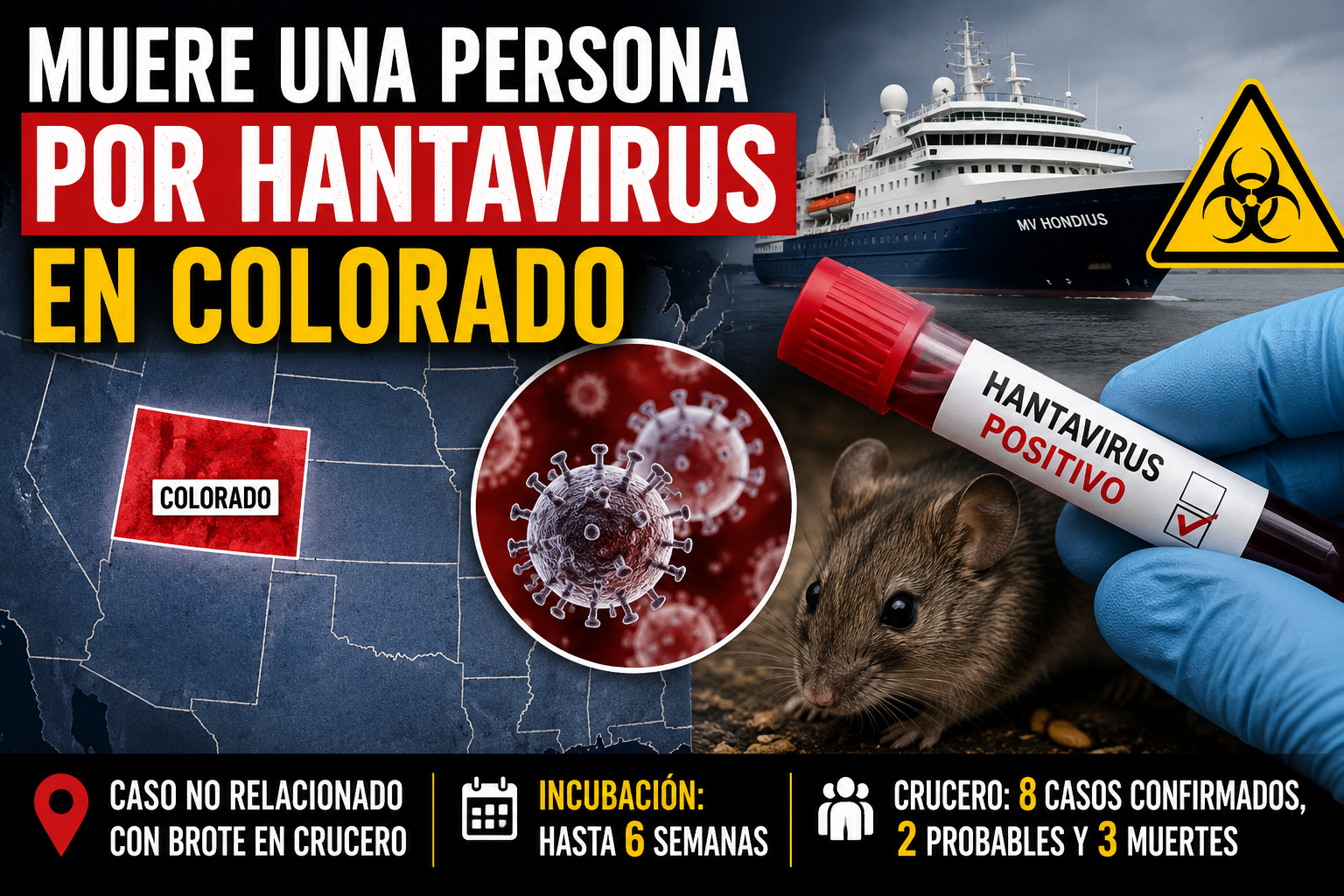 Confirman muerte por hantavirus en Colorado; contagio no relacionado con el crucero